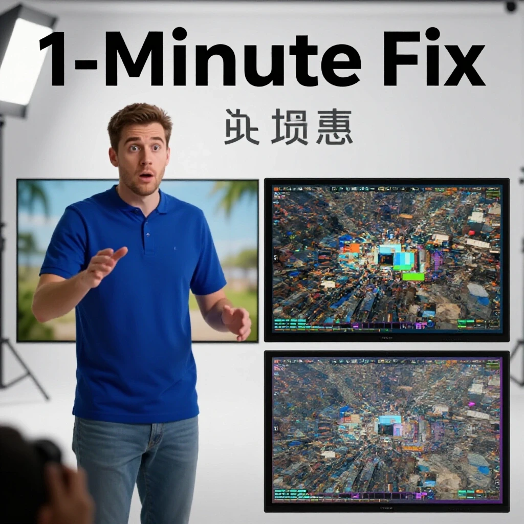 A split-screen visual showing a vibrant high-definition video on one side and a pixelated video frame on the other, illustrating rendering quality differences.