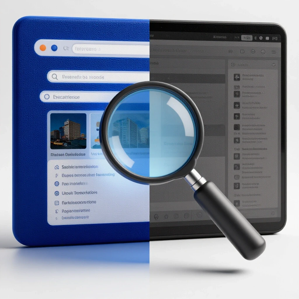 A split-screen comparison of a vibrant web browser interface versus a dull one, emphasizing the best browser for YouTube.