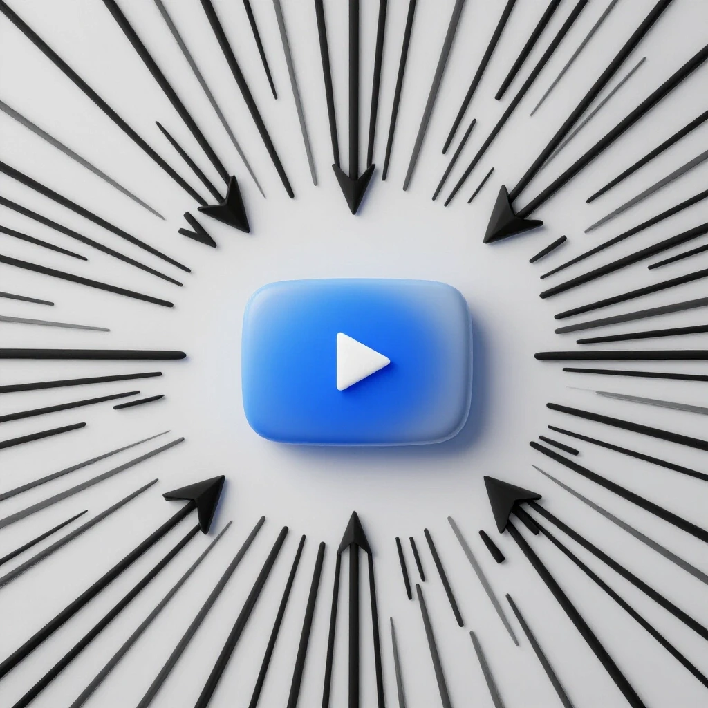 A vivid blue dot alongside a stylized YouTube subscription button, creatively designed to spark viewer interest.