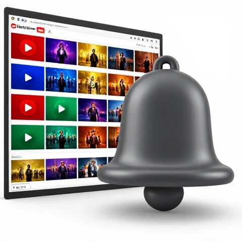 Split scene with a glowing, vivid YouTube homepage and a muted notification bell, highlighting browse features impact.