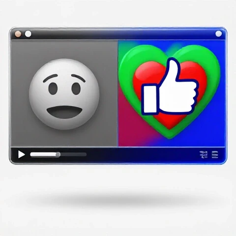 Split-screen image of two video scenes: one dull with a bored emoji, the other vibrant with an excited reaction icon, symbolizing viewer retention.