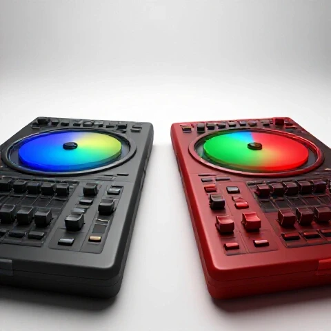 Split scene with color grading console, one half dull and gray, the other half vibrant and richly colored.
