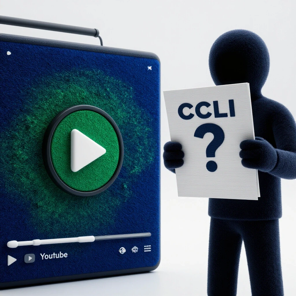 A split-screen image featuring a vibrant YouTube video player and a silhouette holding a document labeled 'CCLI'.