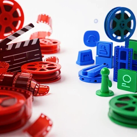 Dramatic split scene with blurry chaotic film reels on one side and crisp, vibrant editing tools on the other to show YouTube retention impact.