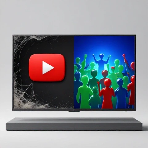 A split image showing a neglected, dusty YouTube thumbnail with cobwebs on one side and a glowing, colorful thumbnail attracting viewers on the other.