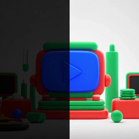 Split-screen showing a cluttered, dim YouTube thumbnail versus a vibrant, sharply lit, colorful version.