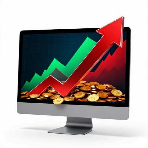 Dramatic split computer screen shows low traffic on one side and vibrant growth with gold coins and graphs on the other.