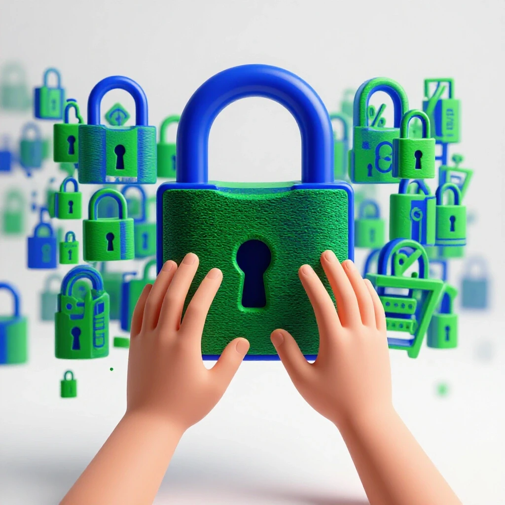 A visual representation of copyright enforcement, featuring hands reaching for a vibrant image obscured by a lock.