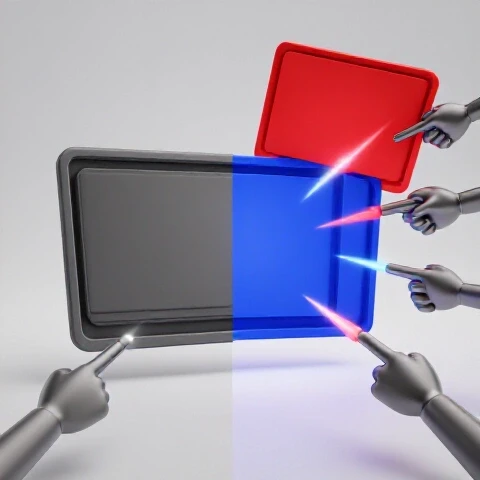 Split-scene showing a dull video thumbnail on one side and a vibrant, spotlighted thumbnail attracting attention on the other.