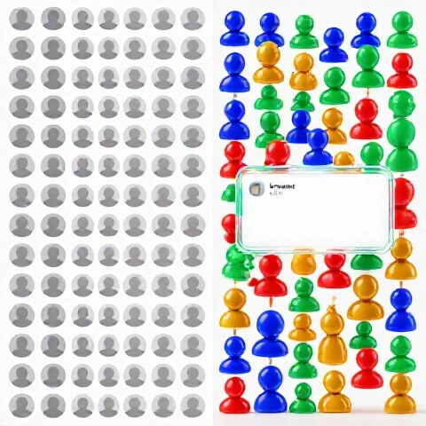 Vibrant split-screen with generic avatars on one side and colorful, engaged avatars clustered around a highlighted pinned comment on the other.