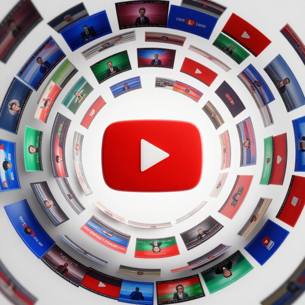A striking 3D image of a locked YouTube play button amidst vibrant, swirling video clips, illustrating copyright risks.