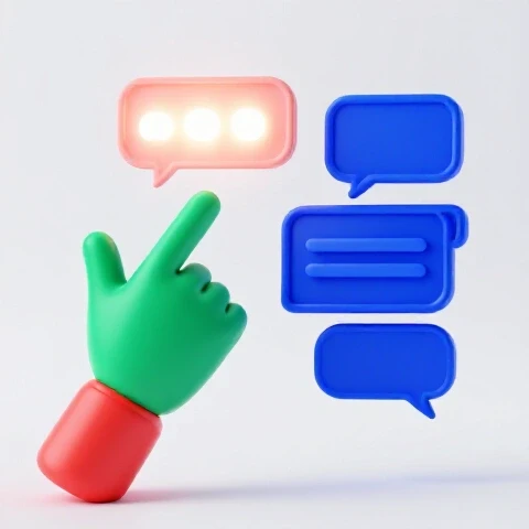 Split-screen showing an avatar hand highlighting a glowing username above a comment bubble contrasted with ignored comments on a clean bright background.