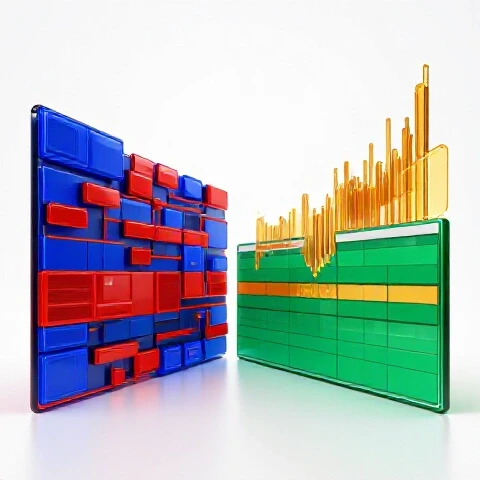 A split-screen image contrasting a messy video timeline with a precise, data-enhanced timeline on a bright background.