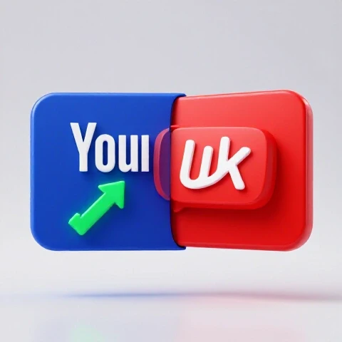 Split-screen with two contrasting YouTube thumbnails under spotlights, one side subtly outperforming the other.