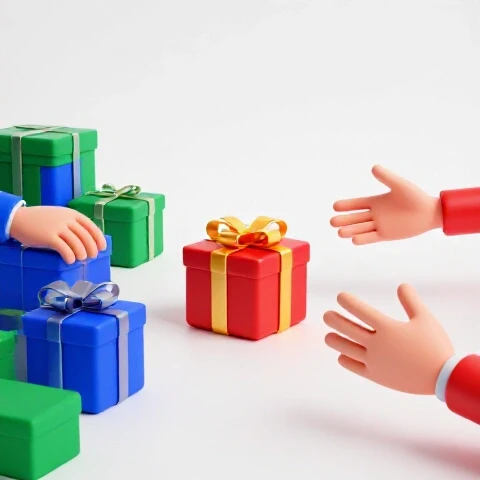 Split scene with frustrated hands near unopened gift boxes versus eager hands reaching for a glowing unwrapped gift, illustrating timing in YouTube affiliate promotions.