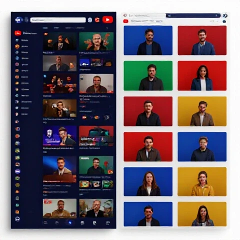 Split-screen image showing a chaotic, mismatched YouTube channel beside a unified, cohesive one, highlighting a transformation.