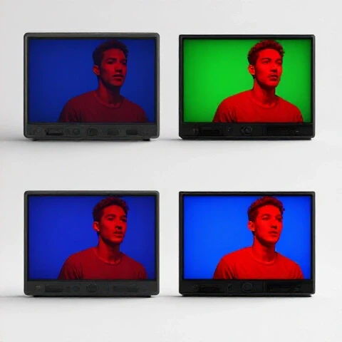 Split scene showing an outdated YouTube thumbnail being refreshed on one side and fully replaced on the other side, against a bright studio background.