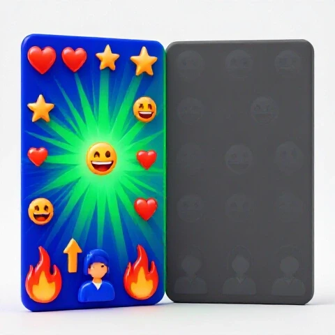 Split-screen of two contrasting video thumbnails with vivid reactions on one side and muted reactions on the other, emphasizing audience engagement differences.