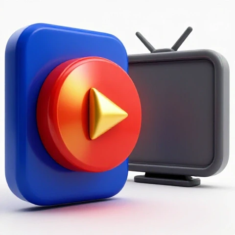 Split scene with a vivid spotlighted YouTube play icon on one side and a faded screen icon on the other, contrasting viewer engagement.