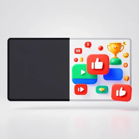 Split scene shows a dull YouTube end screen beside a vibrant outro with glowing subscribe icons and engaging elements.
