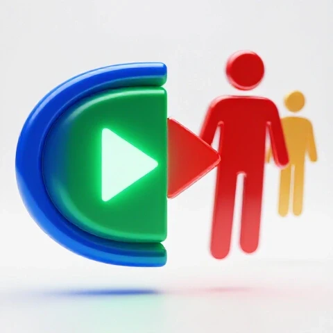 Split-scene of engaged viewer icons focused on play button contrasted with dropping off viewers turning away on bright background