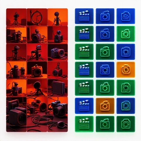 Split-screen shows a messy video series setup transforming into a seamless, organized layout with vivid colors.